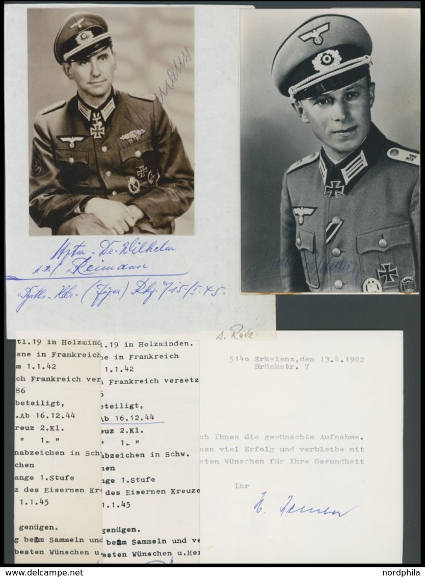 1945, Ritterkreuzträger Der Wehrmacht: Heinrich Kemler, Heinrich Püttcher Und Dr. Wilhelm Reimann, 3 Fotos Mit Unterschr - Other & Unclassified