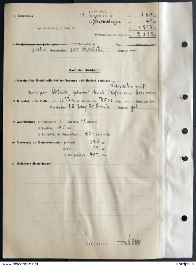 19.8.-29.10.1913, LZ 11 Viktoria Luise, 59 Fahrtberichte, Ausgestellt Von Den Führern Dr. Lempertz Und Blew. Alle Vierse - Correo Aéreo & Zeppelin