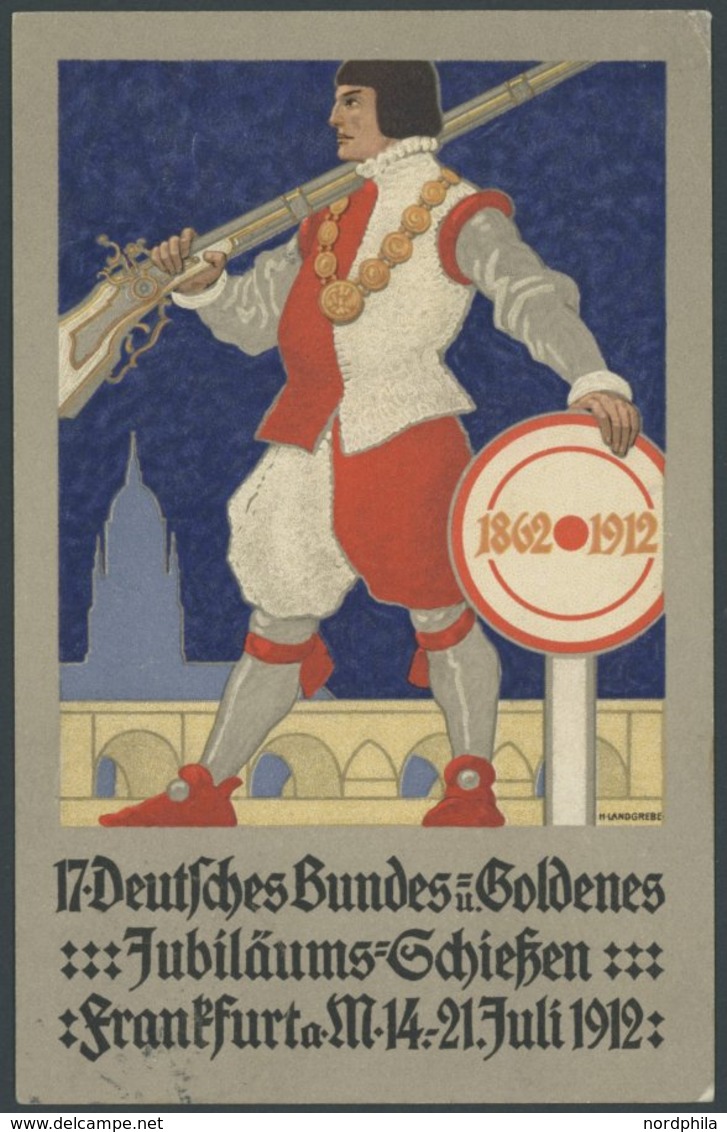 1912, 10 Pf. Flp. Am Rhein Und Main Auf Offizieller Feldpostkarte No. 1 Mit 5 Pf. Zusatzfrankatur, Sonderstempel Darmsta - Luft- Und Zeppelinpost