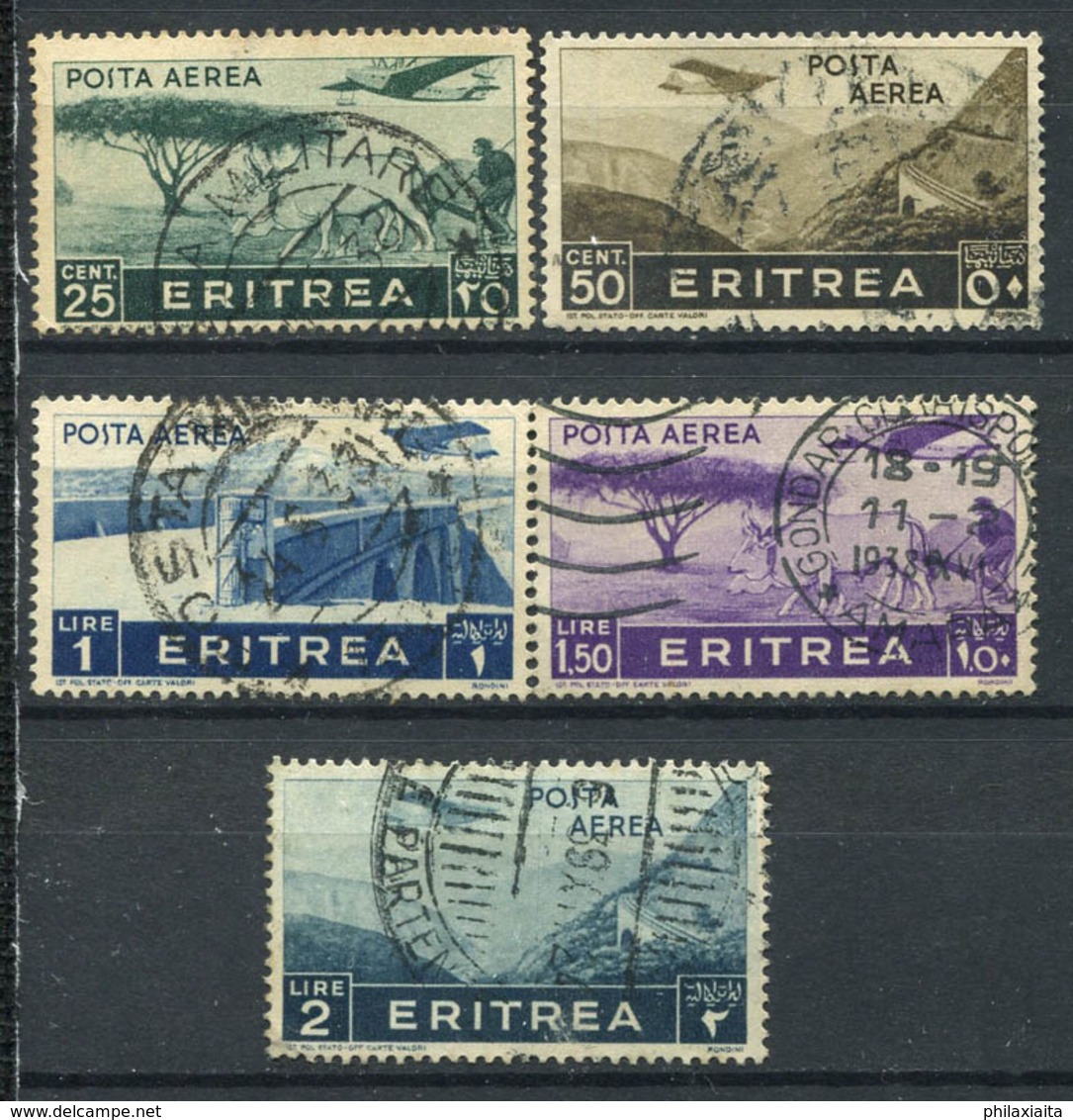 Eritrea 1936 Sass. 17,18,21,22,23 Usato 100% Col. Italiana,  25c., 50c., 1l., 1,5l. 2l. - Eritrea