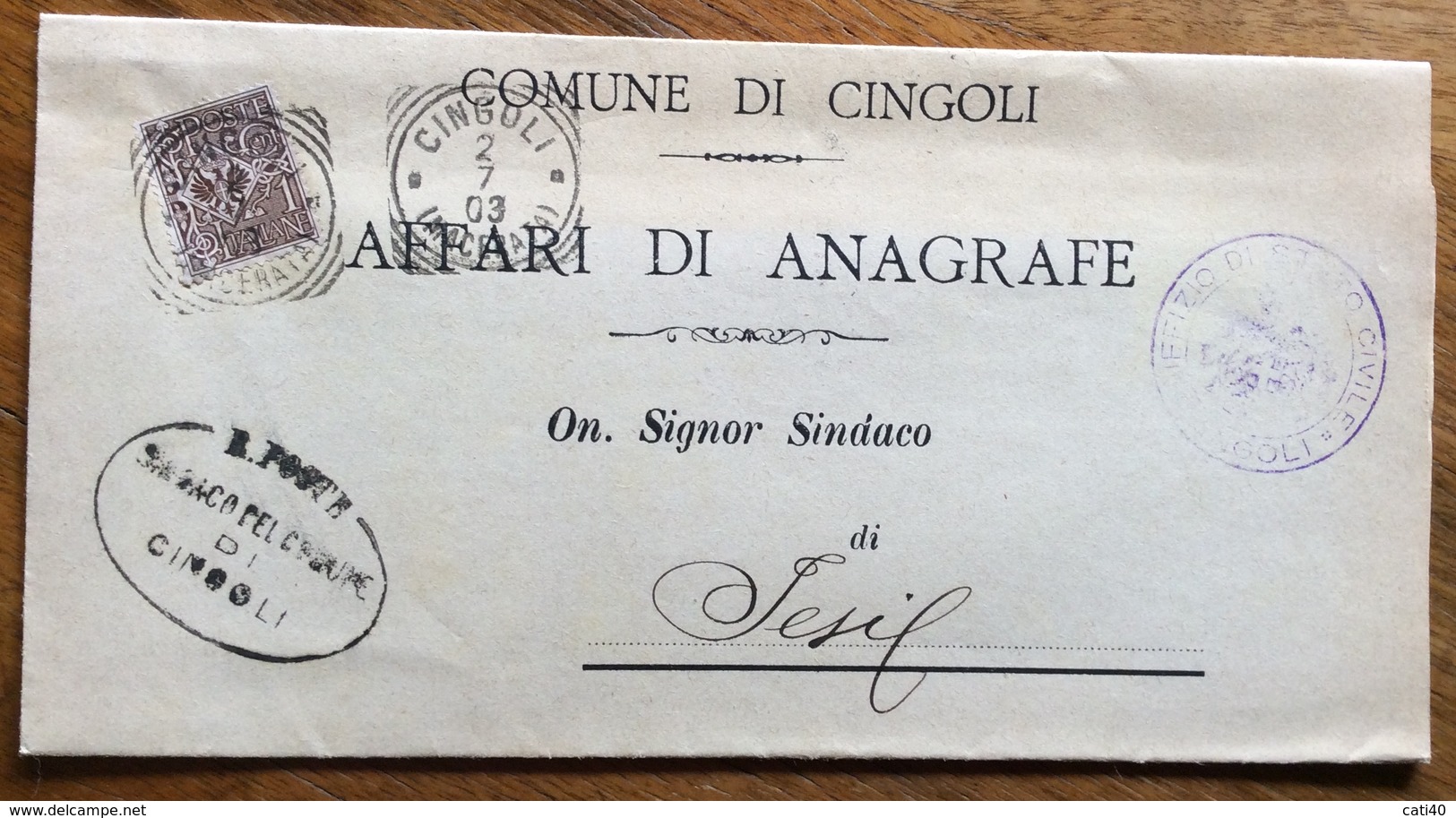 CINGOLI MACERATA  Annullo Tondo Riquadrato  SU LETTERA  PER IESI   IN DATA  2/7/1903 - Storia Postale