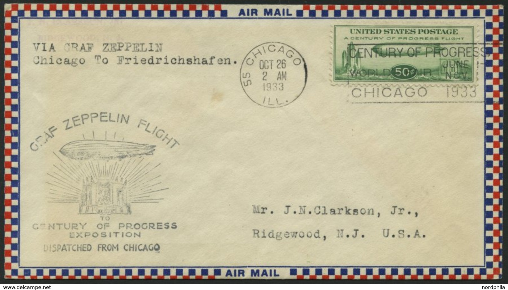 ZEPPELINPOST 244C BRIEF, 1933, Chicagofahrt, US-Post, Chicago-Fr`hafen, Prachtbrief - Airmail & Zeppelin