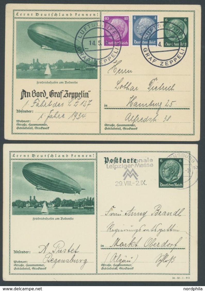 ZEPPELINPOST 0246I BRIEF, 1934, Werkstättenfahrt, Bordpost, Dazu Fahrplan Nach Südamerika Und Werbeheft, Pracht - Airmail & Zeppelin