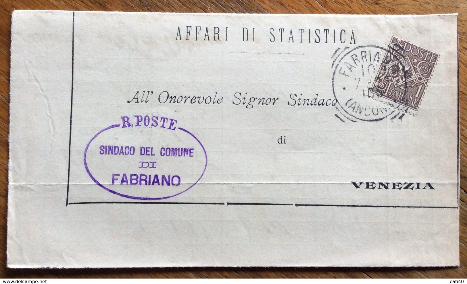 FABRIANO ANCONA   Annullo Tondo Riquadrato  SU PIEGO PER  VENEZIA  IN DATA  10/7/1903 - Storia Postale