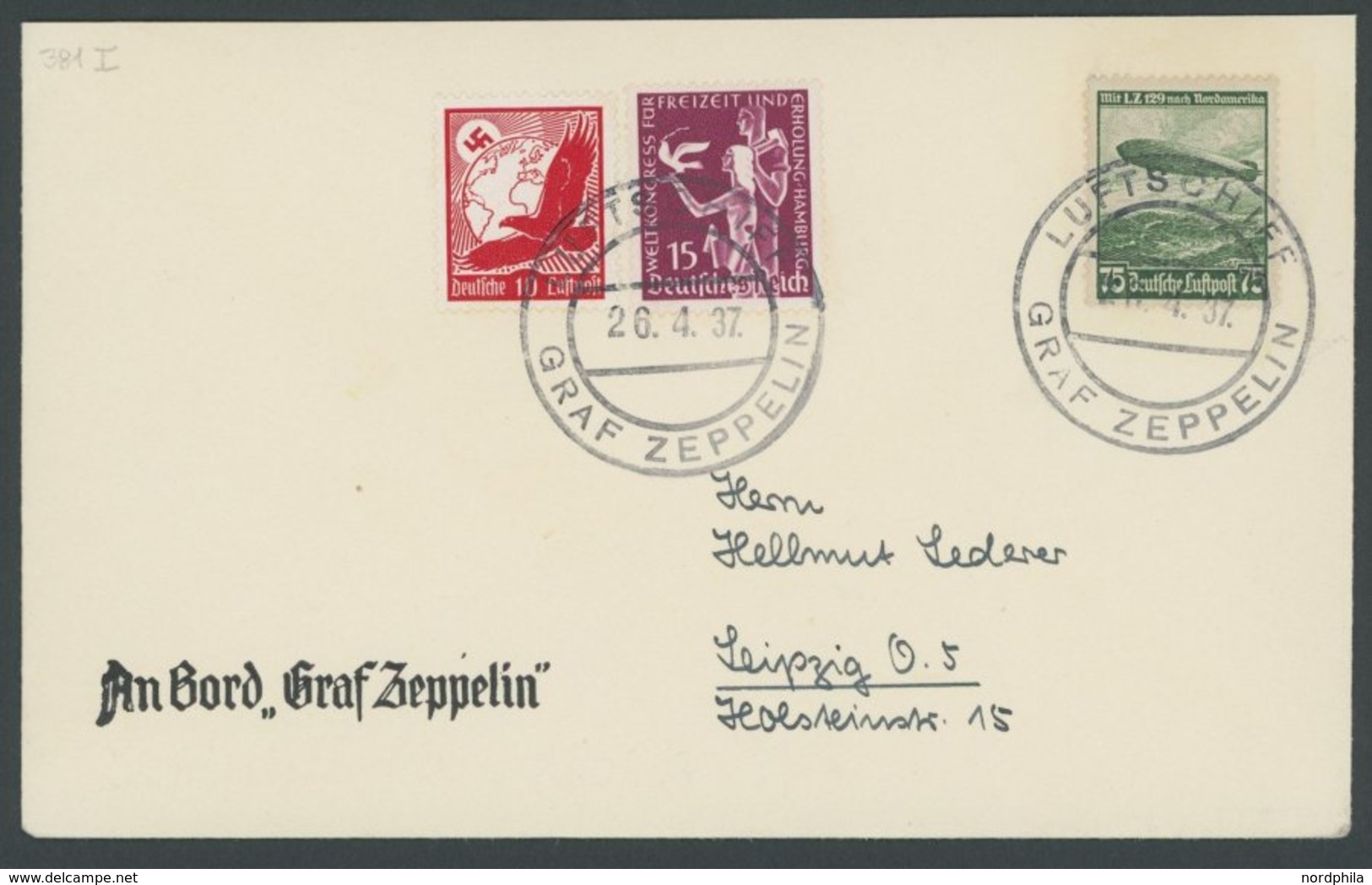 ZEPPELINPOST 381I BRIEF, 1937, Bodenseerundfahrt, Bordpost, Prachtbrief - Airmail & Zeppelin
