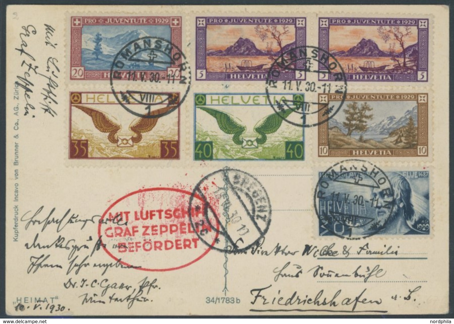 Schweiz: 1930, Vorarlbergfahrt, Nach Bregenz, Frankiert U.a. Mit Mi.Nr. 233/4, Prachtkarte -> Automatically Generated Tr - Poste Aérienne & Zeppelin