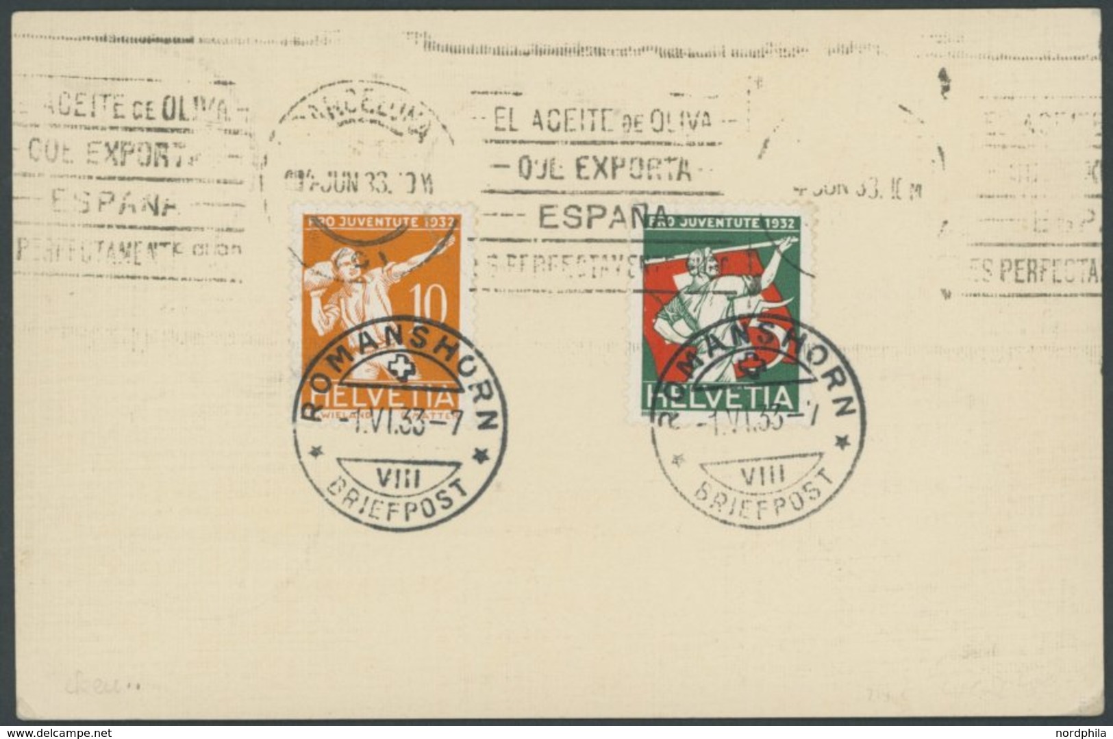Schweiz: 1933, 2. Südamerikafahrt, Abwurf Barcelona, Prachtkarte -> Automatically Generated Translation: Switzerland: 19 - Poste Aérienne & Zeppelin