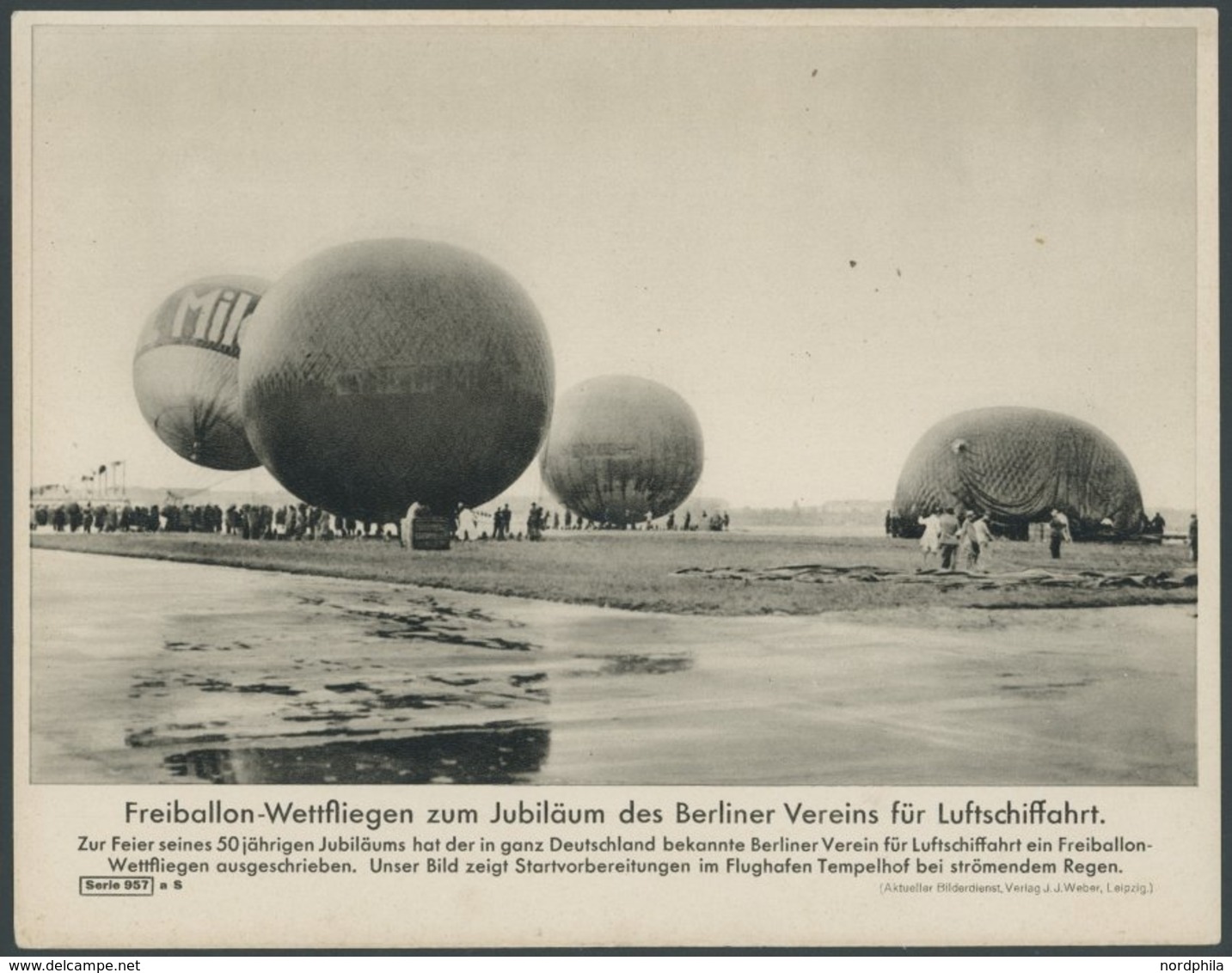 1931, Freiballon-Wettfliegen Zum Jubiläum Des Berliner Verein Für Luftschifffahrt, Bilddruckkarte Serie 957(18x23) Mit D - Sonstige & Ohne Zuordnung