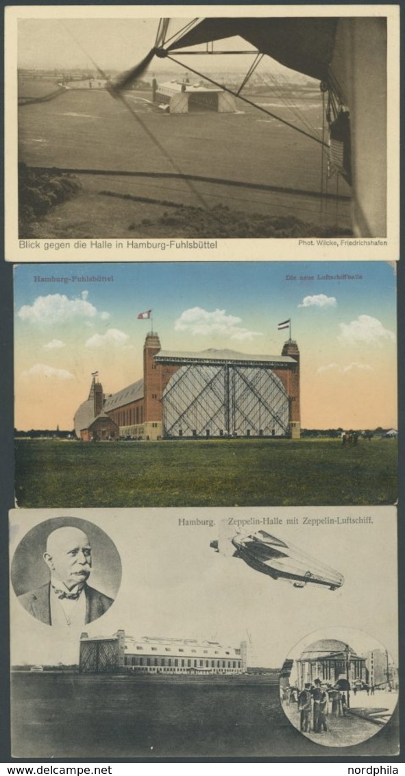 1912, Flugplatz Fuhlsbüttel, 6 Verschiedene Ansichtskarten, U.a. Feldpostkarte Mit Viktoria Luise, Eine Ungebraucht, Pra - Autres & Non Classés