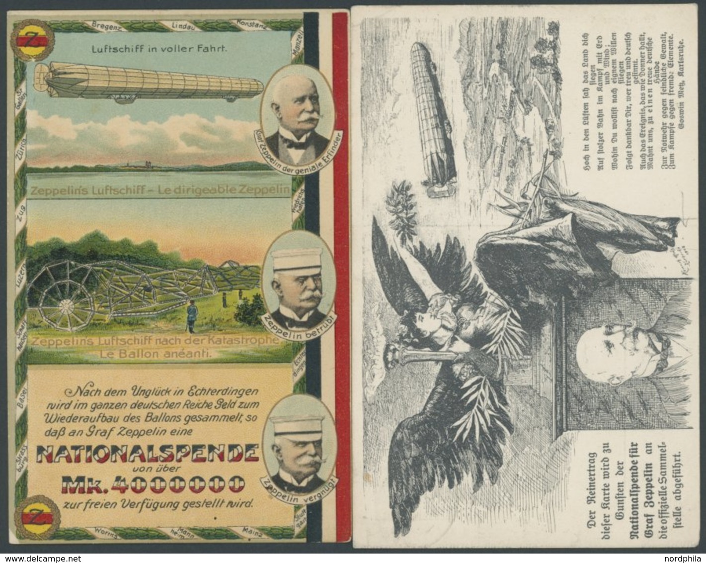 1908/10, Graf Zeppelin Nationalspende: 5 Pf. Germania Privat-Ganzsachenkarte (PP 27E16) Und Karte Vom Postkartenverlag M - Other & Unclassified