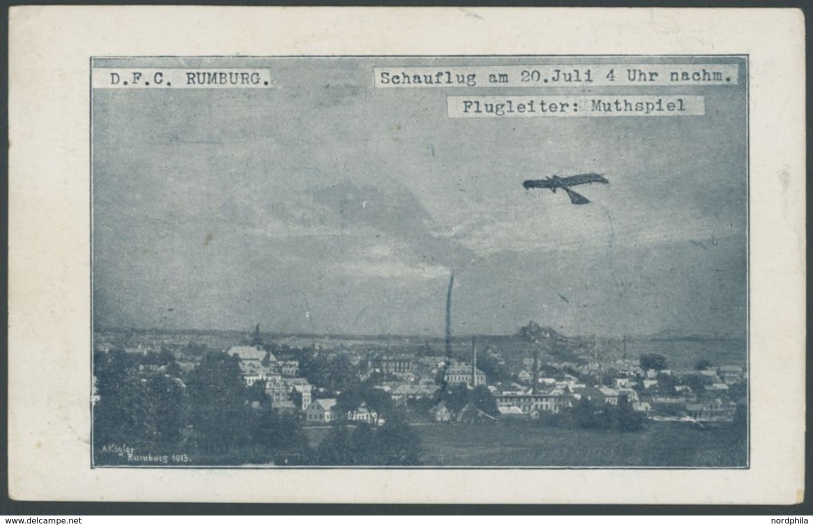 ALTE ANSICHTSKARTEN 1913, Rumburger Schauflug, Unbekannter Flugtag, Ansichtskarte Mit Rückseitiger Reklame Ansässiger Un - Other & Unclassified