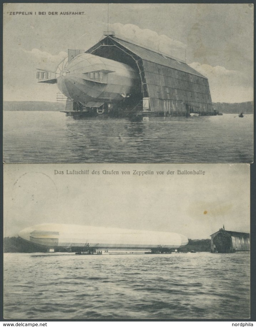 1906/8, Zeppelin I Bei Der Ausfahrt Und Das Luftschiff Des Grafen Von Zeppelin Vor Der Ballonhalle, 2 Ansichtskarten, Ge - Sonstige & Ohne Zuordnung