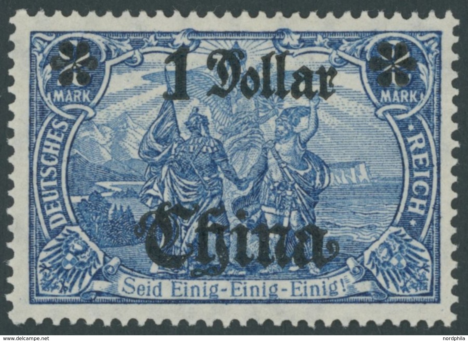 DP CHINA 45IIBR *, 1919, 1 D. Auf 2 M., Mit Wz., Kriegsdruck, Gezähnt B, Aufdruck Glänzend, Falzreste, Pracht, Mi. 180.- - Chine (bureaux)