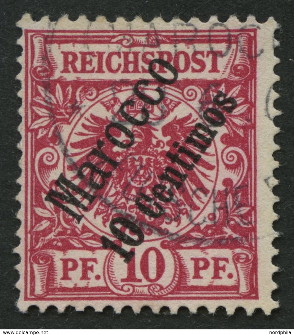 DP IN MAROKKO 3d O, 1899, 10 C. Auf 10 Pf. Lilarot, Pracht, Gepr. Jäschke-L., Mi. 100.- - Maroc (bureaux)