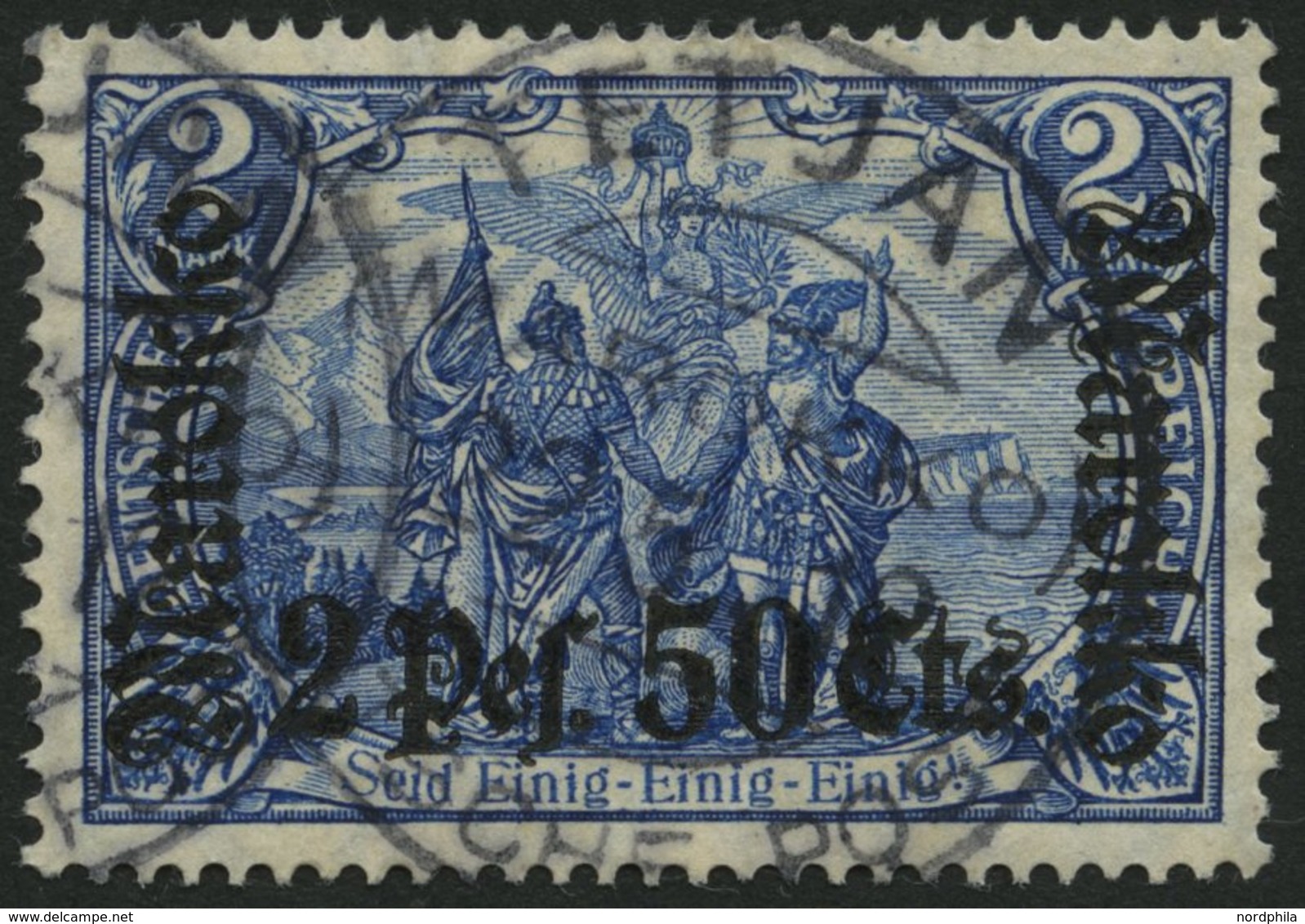 DP IN MAROKKO 56IA O, 1911, 2 P. 50 C. Auf 2 M., Friedensdruck, Stempel TETUAN, Ein Kurzer Zahn Sonst Pracht - Deutsche Post In Marokko