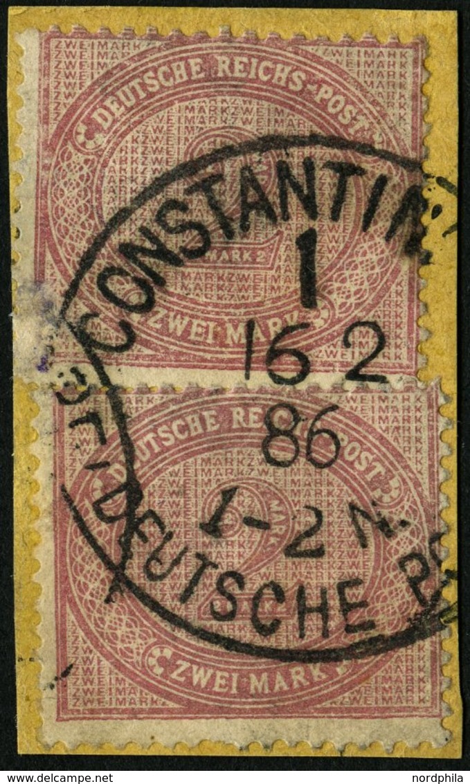 DP TÜRKEI V 37c BrfStk, 1886, 2 M. Mittelrosalila, 2x Auf Postabschnitt, Stempel Konstantinopel 6, Kleine Mängel, Feinst - Turquia (oficinas)
