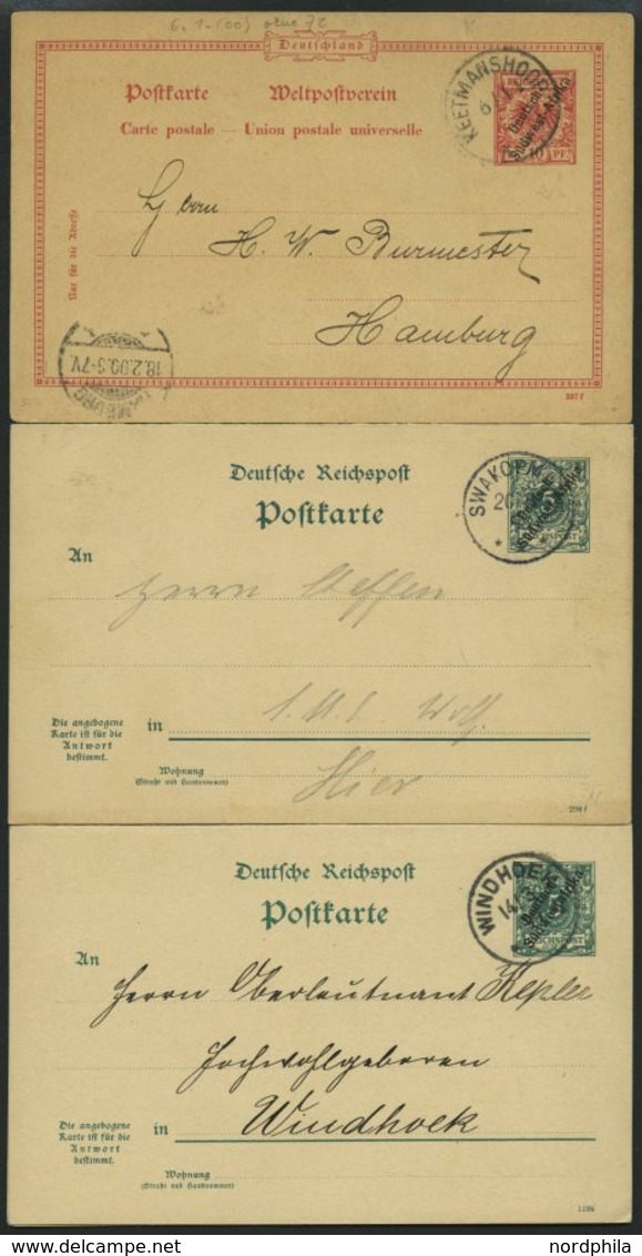 DSWA P2,3,11 BRIEF, 1897-99, 10 Und 5/5 Pf., 3 Gestempelte Karten, Ohne Rückseitigen Text, Pracht - Sud-Ouest Africain Allemand
