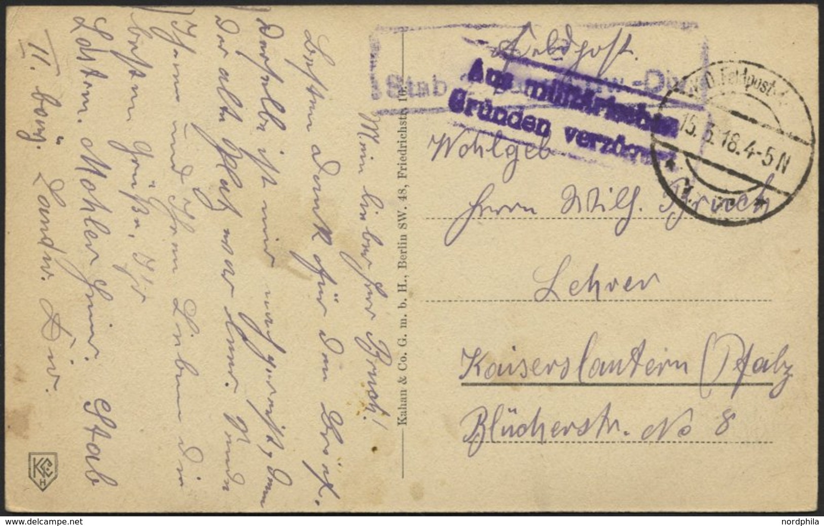 LETTLAND Feldpoststation Nr. 383, 15.3.18, Mit Aptiertem Stempel K.D. FELDPOST ** Auf Ansichtskarte (Riga-Anlagen Und Po - Lettonie