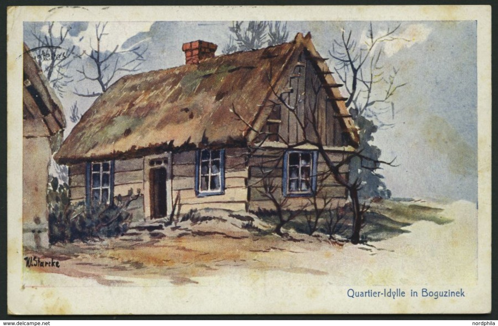 LETTLAND 1421 BRIEF, K.D. FELDPOSTEXPED. DER 14. LANDW. DIV., 23.2.16, Auf Farbiger Ansichtskarte (Quartier-Idylle In Bo - Latvia