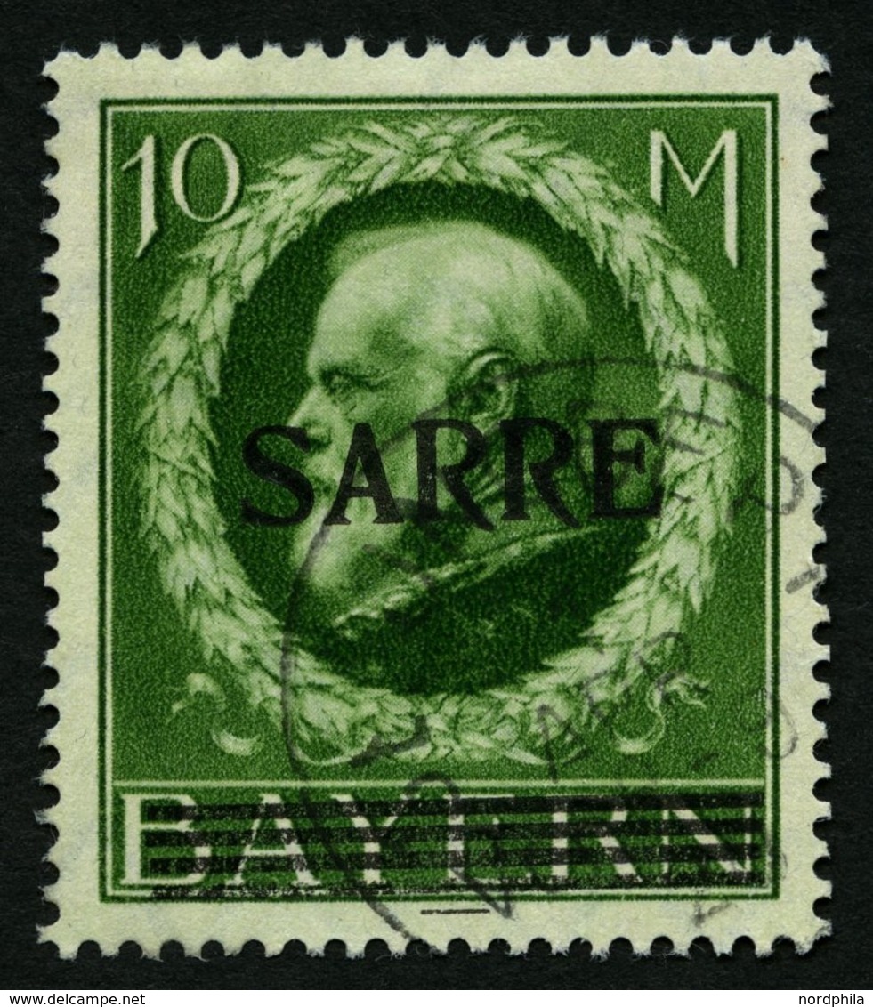 SAARGEBIET 31 O, 1920, 10 M. Bayern-Sarre, Pracht, Gepr. Burger, Mi. 320.- - Sonstige & Ohne Zuordnung