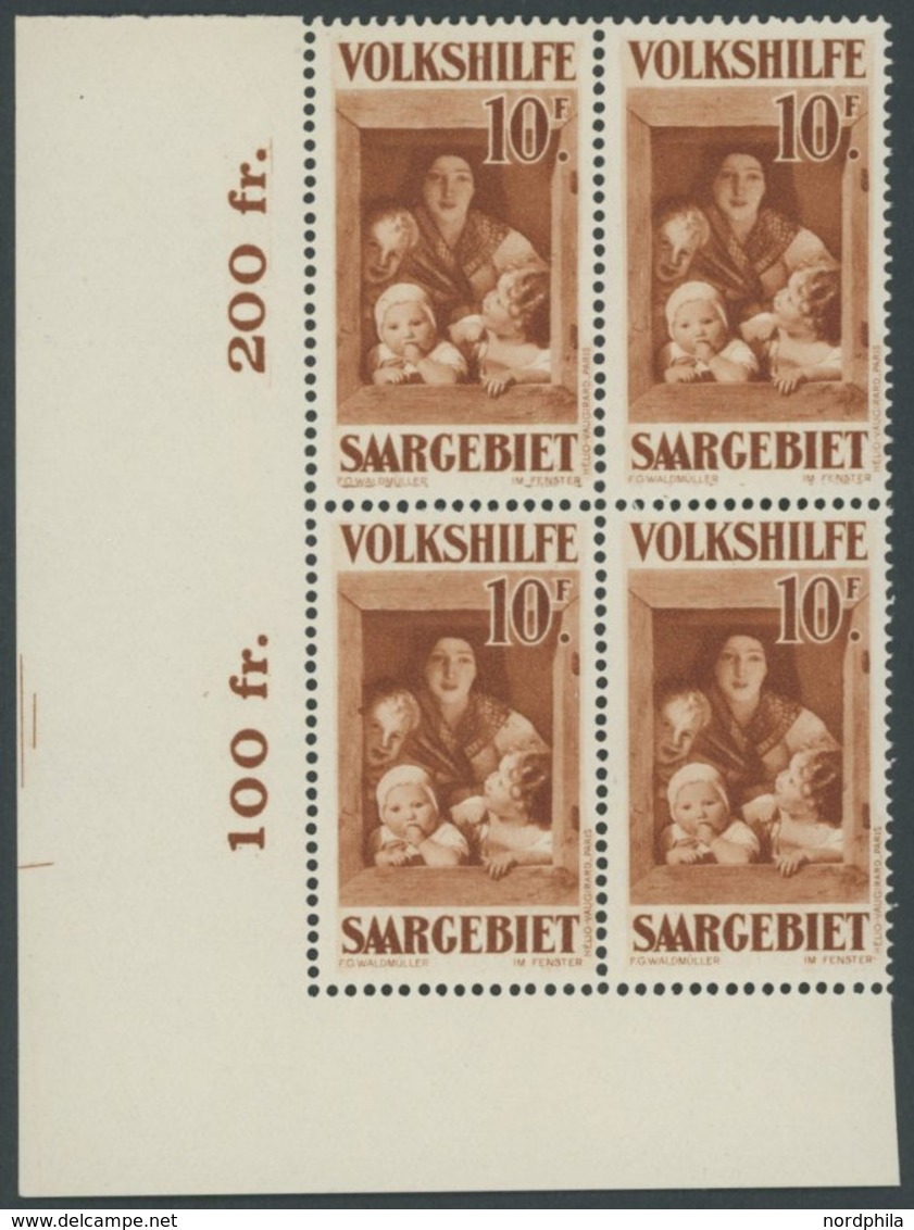 SAARGEBIET 144-50 VB **, 1931, Gemälde III In Viererblocks Aus Der Linken Unteren Bogenecke, Prachtsatz, Mi. (1800.-) - Autres & Non Classés