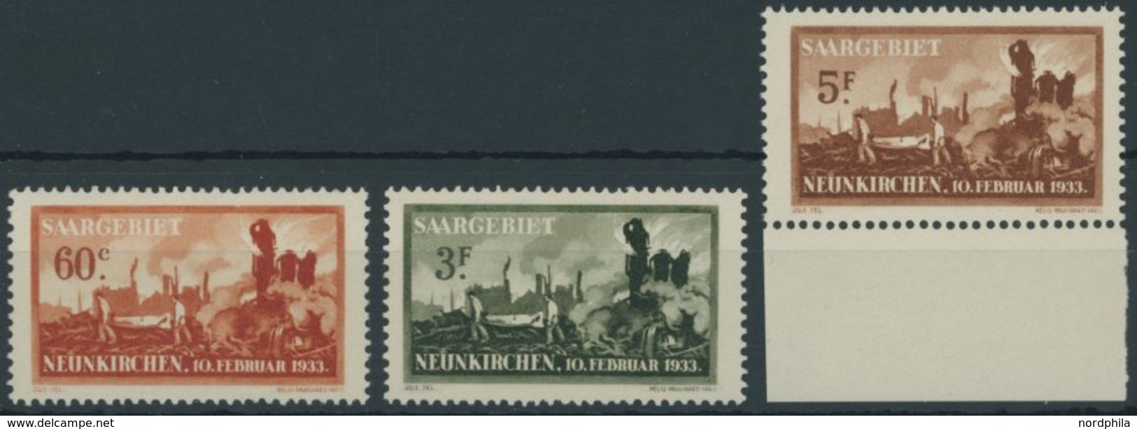 SAARGEBIET 168-70 **, 1933, Explositionsunglück, Prachtsatz, Mi. 270.- - Autres & Non Classés