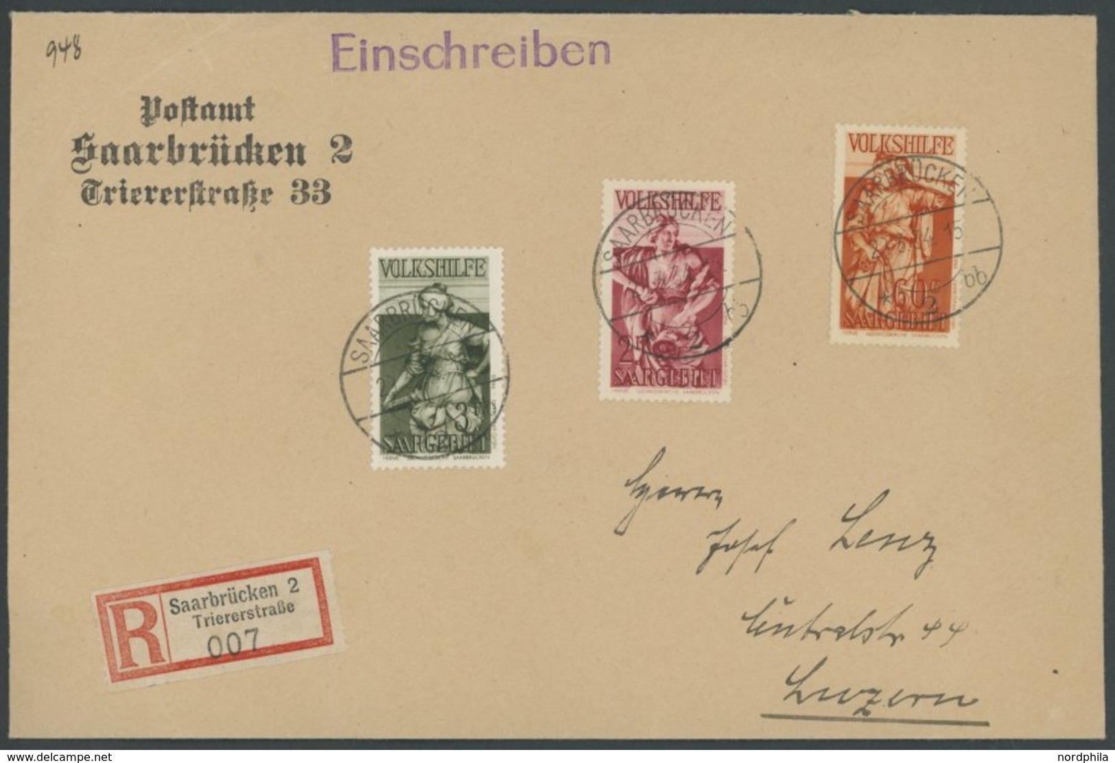 SAARGEBIET 172,175/6 BRIEF, 1934, 60 C., 2 Und 3 Fr. Standbilder Aus Kirchen Auf überfrankiertem Einschreibbrief In Die  - Sonstige & Ohne Zuordnung