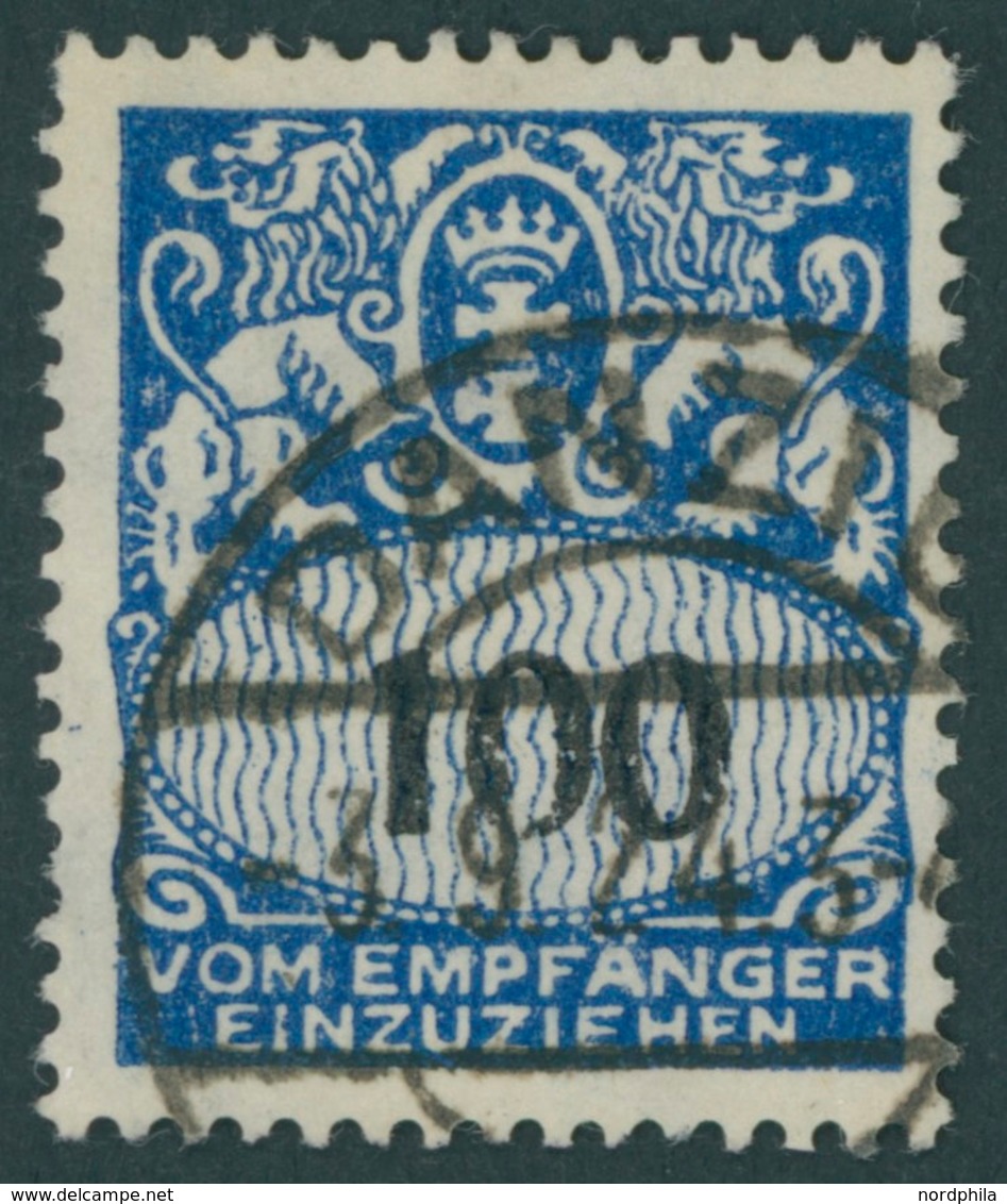 PORTOMARKEN P 37III O, 1923, 100 Pf. Dunkelkobalt Mit Plattenfehler Erste 0 Unten Offen, Stumpfer Zahn Sonst Pracht, Kur - Autres & Non Classés