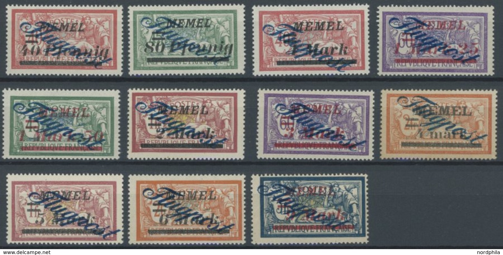 MEMELGEBIET 72-83 **, 1922, Flugpost, Postfrischer Prachtsatz (11 Werte), Mi. 100.- - Memel (Klaïpeda) 1923