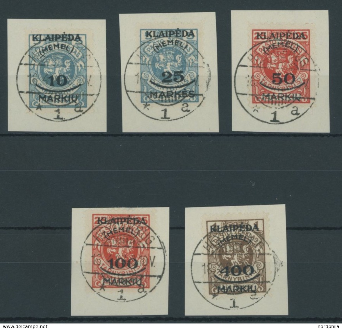 MEMELGEBIET 124-28 BrfStk, 1923, Staatsdruckerei Kowno Auf Briefstücken Mit Zentrischen Stempeln HEYDEKRUG, Prachtsatz,  - Memel (Klaïpeda) 1923