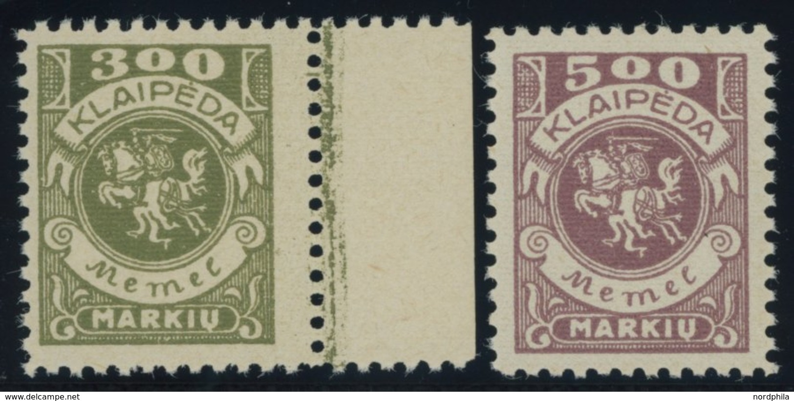MEMELGEBIET 147,149 **, 1923, 300 M. Oliv Und 500 M. Graulila, Postfrisch, 2 Prachtwerte, Mi. 180.- - Memelgebiet 1923