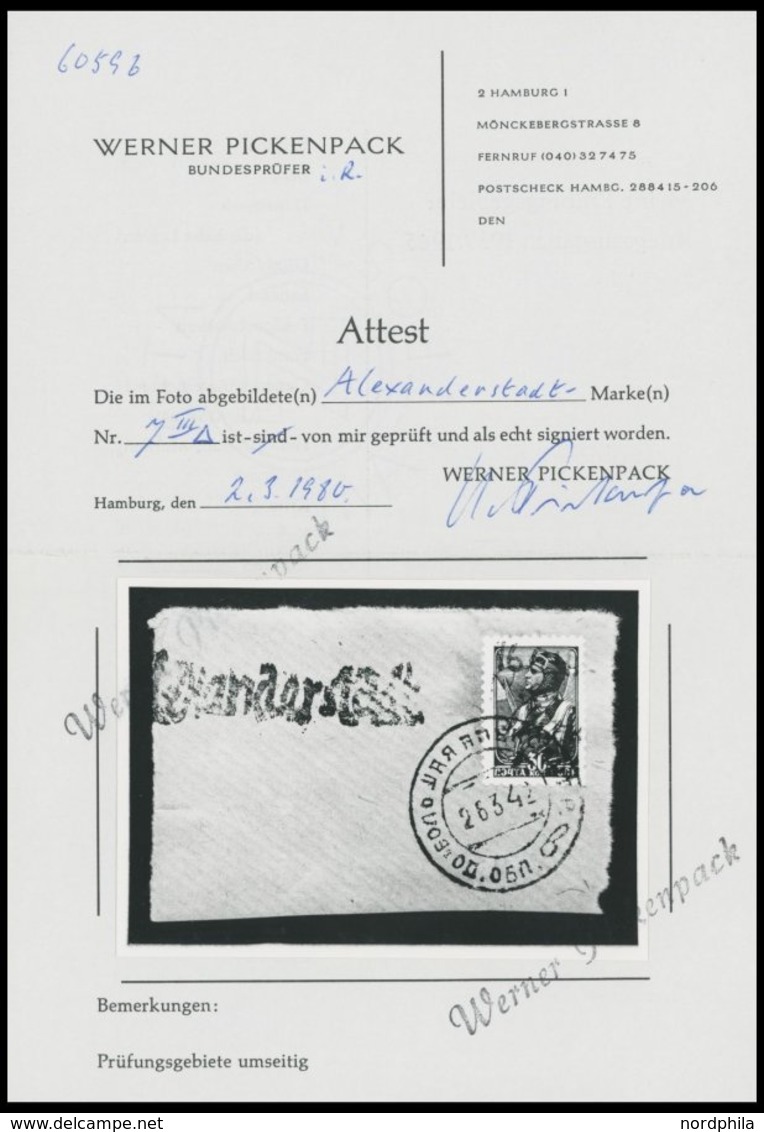 1942, 1.50 R. Auf 30 K. Dunkelviolettultramarin, Type III, Prachtbriefstück, Fotoattest Pickenpack, Mi. 600.- -> Automat - Occupation 1938-45