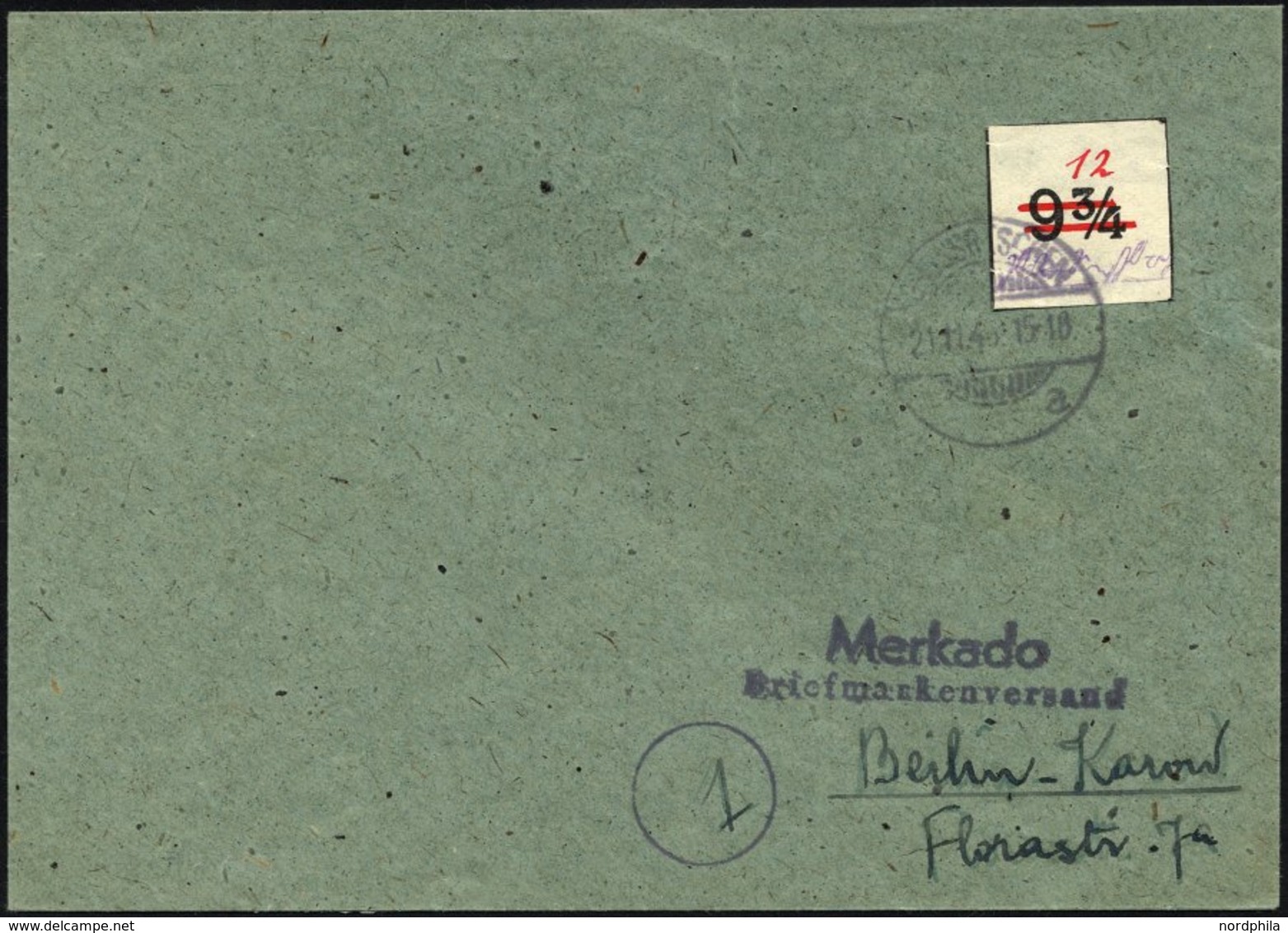 GROSSRÄSCHEN-VORLÄUFER V 26U BRIEF, 1945, 12 Pf. Rot, Ungezähnt, Prachtbrief, Mi. 800.- - Correos Privados & Locales