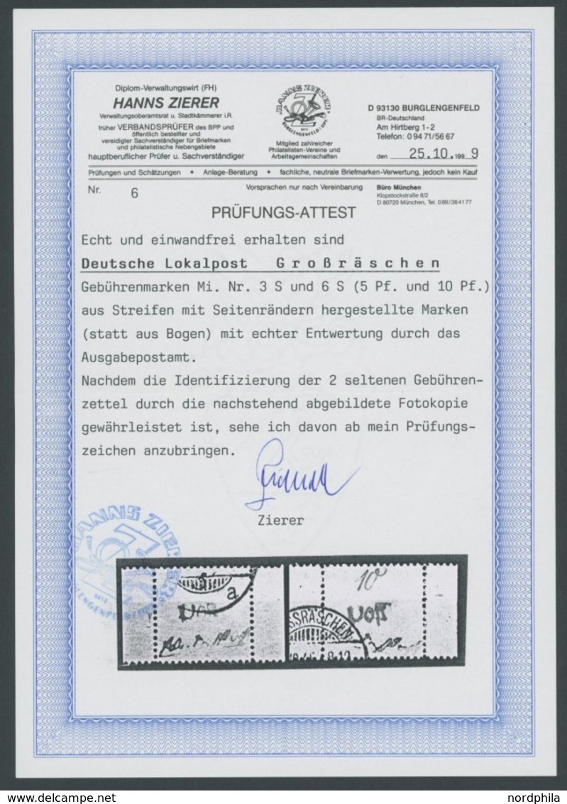 GROSSRÄSCHEN 3-10S O,BrfStk , 1946, 5 - 30 Pf. Gebührenmarken Aus Streifen, 30 Pf. Nur Mit Rechtem Seitenrand, Prachtsat - Autres & Non Classés