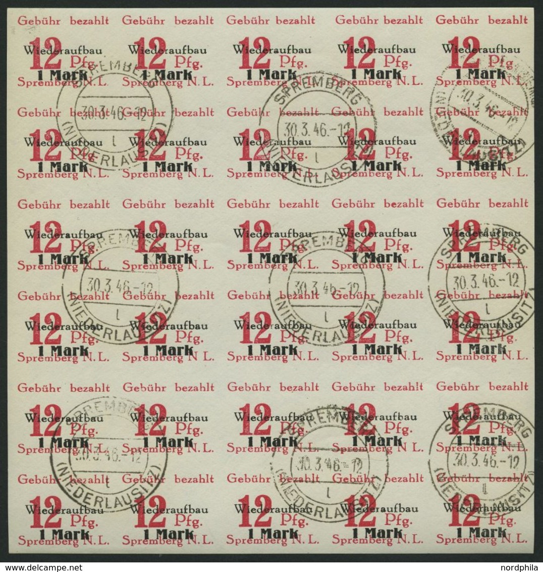 SPREMBERG 19/20B O, 1946, Wiederaufbau III, Ungezähnt, Kleinbogensatz (30), Pracht, Mi. (180.-) - Postes Privées & Locales