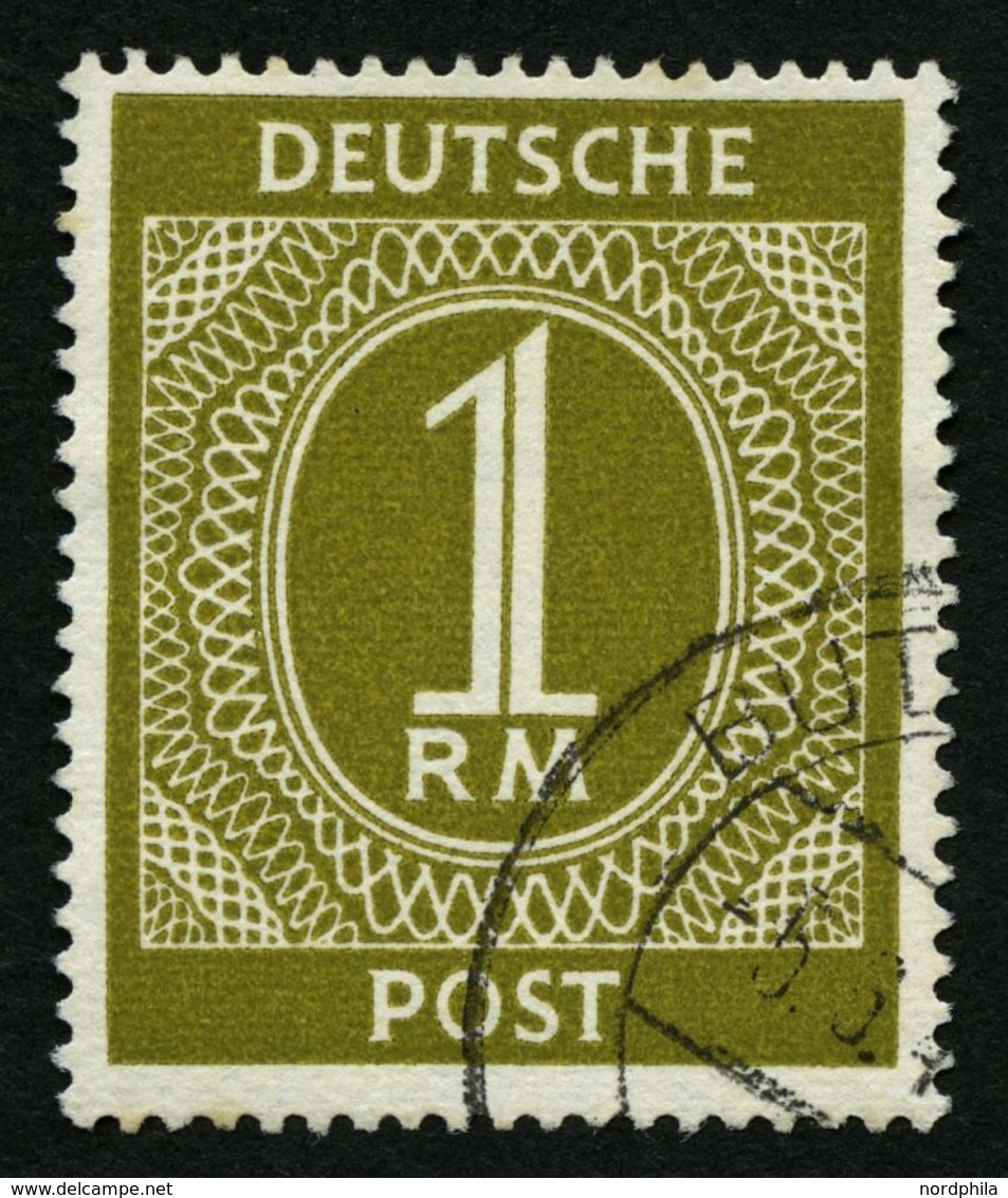 ALLIIERTE BES. 937Y O, 1946, 1 RM. Oliv, Wz. 6Y (steigend Statt Fallend), Pracht, Mi. 500.- - Sonstige & Ohne Zuordnung