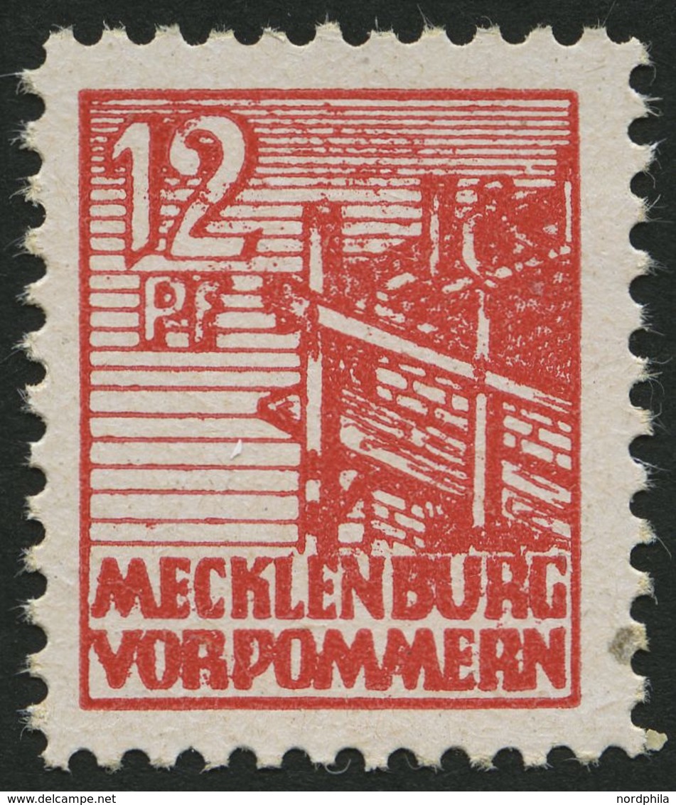 MECKLENBURG-VORPOMMERN 36xcc **, 1946, 12 Pf. Schwärzlichgraurot, Kreidepapier, Pracht, Gepr. Kramp, Mi. 320.- - Autres & Non Classés