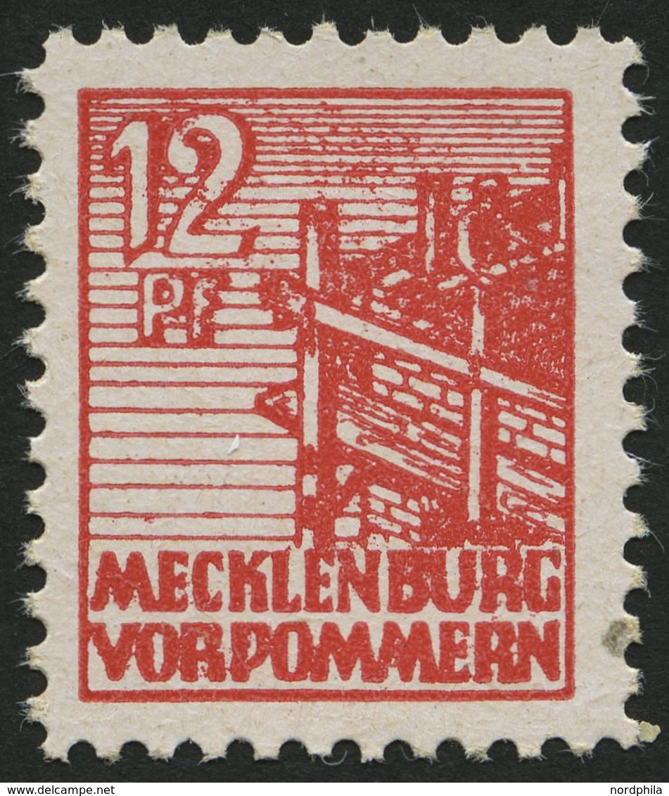 MECKLENBURG-VORPOMMERN 36xcc **, 1946, 12 Pf. Schwärzlichgraurot, Kreidepapier, Pracht, Gepr. Kramp, Mi. 320.- - Other & Unclassified