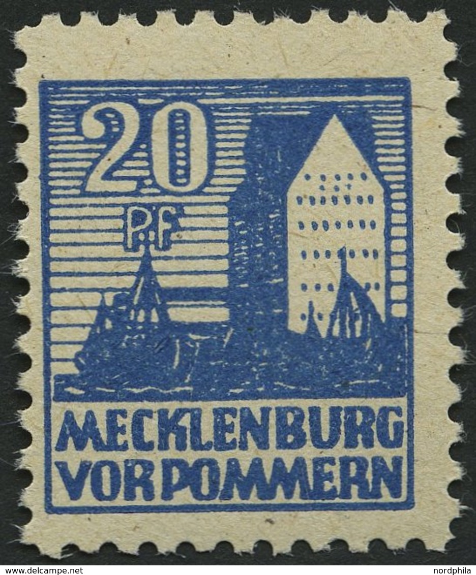 MECKLENBURG-VORPOMMERN 38yc **, 1946, 20 Pf. Schwärzlichgrauultramarin, Pracht, Fotobefund Kramp, Mi. 600.- - Other & Unclassified