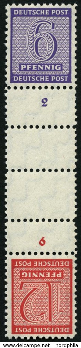 WEST-SACHSEN SK Zd 6 **, 1945, Versuchszähnung 6 + Z + Z + 12, Pracht, Mi. 60.- - Other & Unclassified