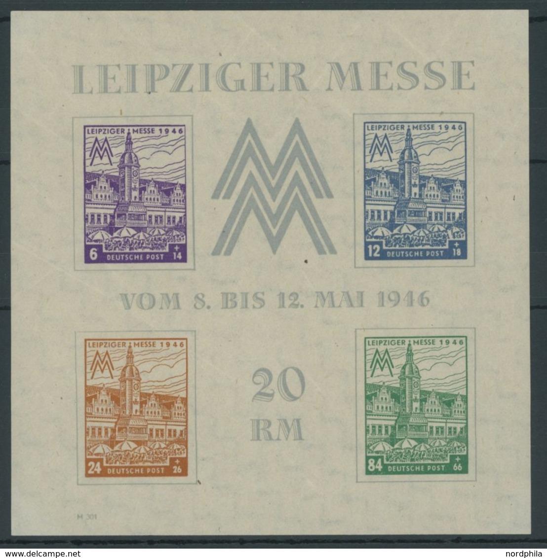 WEST-SACHSEN Bl. 5Ya **, 1946, Block Leipziger Messe, Wz. 1Y, übliche Herstellungsbedingte Kalanderbüge, Postfrisch, Pra - Otros & Sin Clasificación