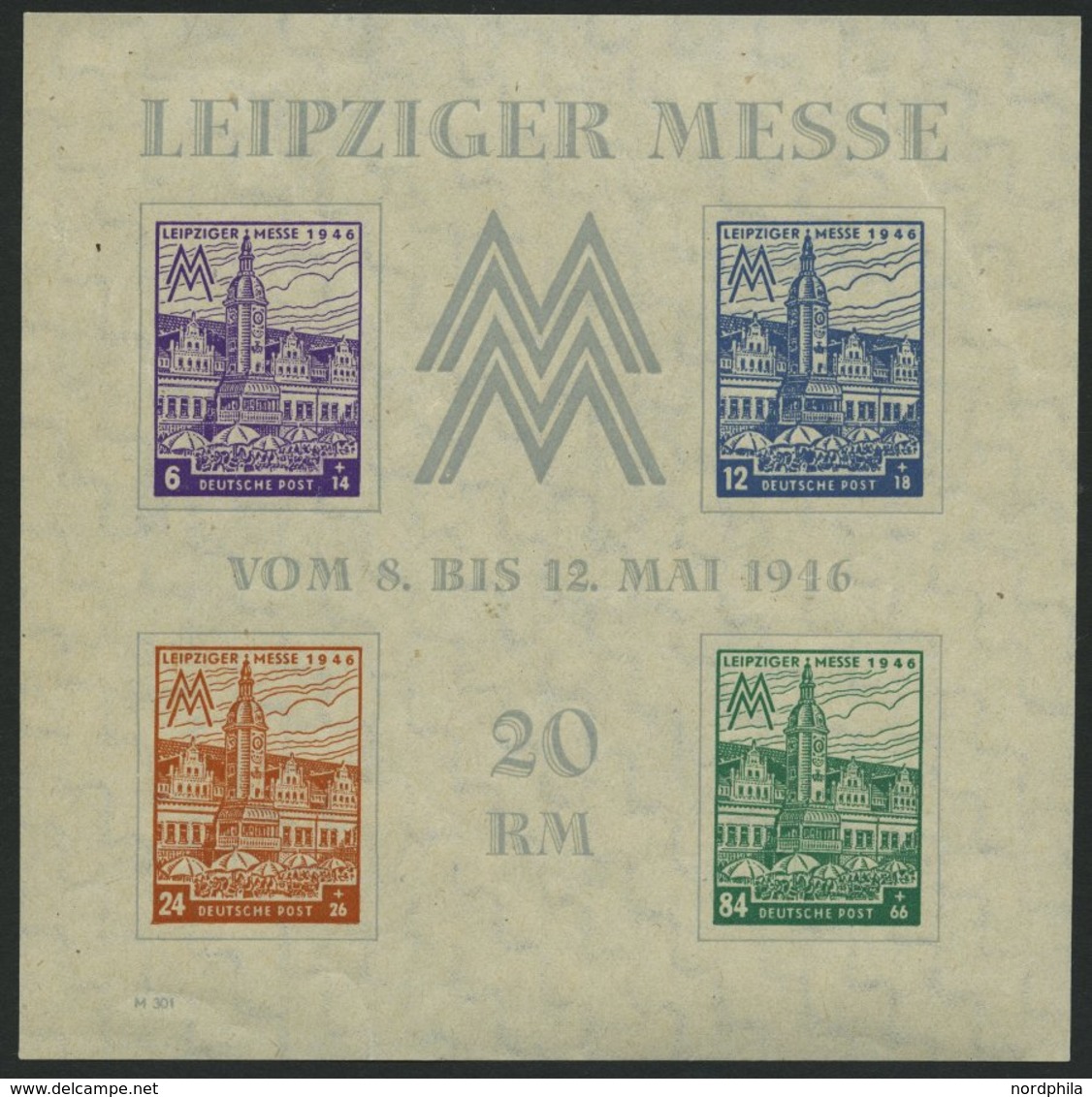 WEST-SACHSEN Bl. 5YZa **, 1946, Block Leipziger Messe, Wz. Stufen Steil Steigend, Type V, Leichte Randstauchungen Und Et - Other & Unclassified