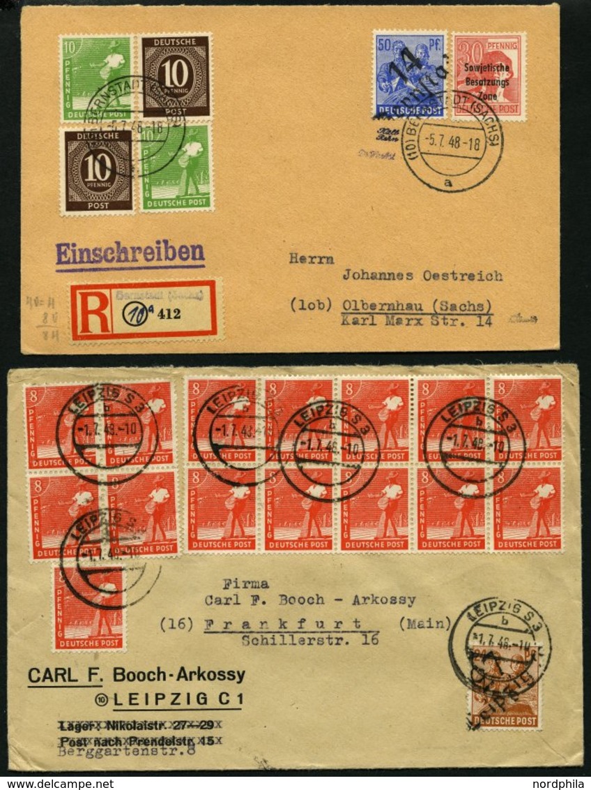 ALLGEMEINE-AUSGABEN Brief , 1948, 13 Verschiedene Briefe Mit Mischfrankaturen, Mit Zehnfach- Und Bezirksstempelfrankatur - Sonstige & Ohne Zuordnung