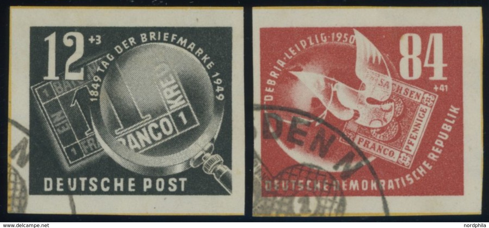 DDR 271/2 O, 1950, Einzelmarken DEBRIA, 2 Prachtwerte, Mi. 110.- - Sonstige & Ohne Zuordnung