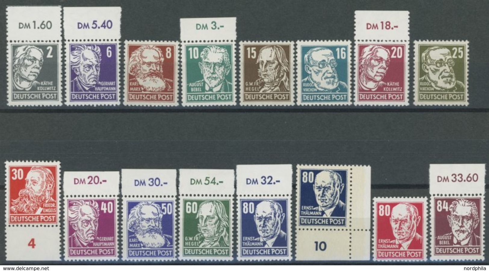DDR 327-41 **, 1952/3, Persönlichkeiten, Wz. 2, Postfrischer Prachtsatz, Mi. 400.- - Sonstige & Ohne Zuordnung