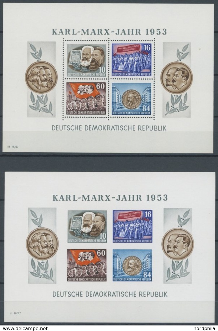 DDR Bl. 8/9A/BYI **, 1953, Marx-Blocks (4), Alle Mit Wz. 2YI, Postfrisch, Pracht, Mi. 400.- - Sonstige & Ohne Zuordnung