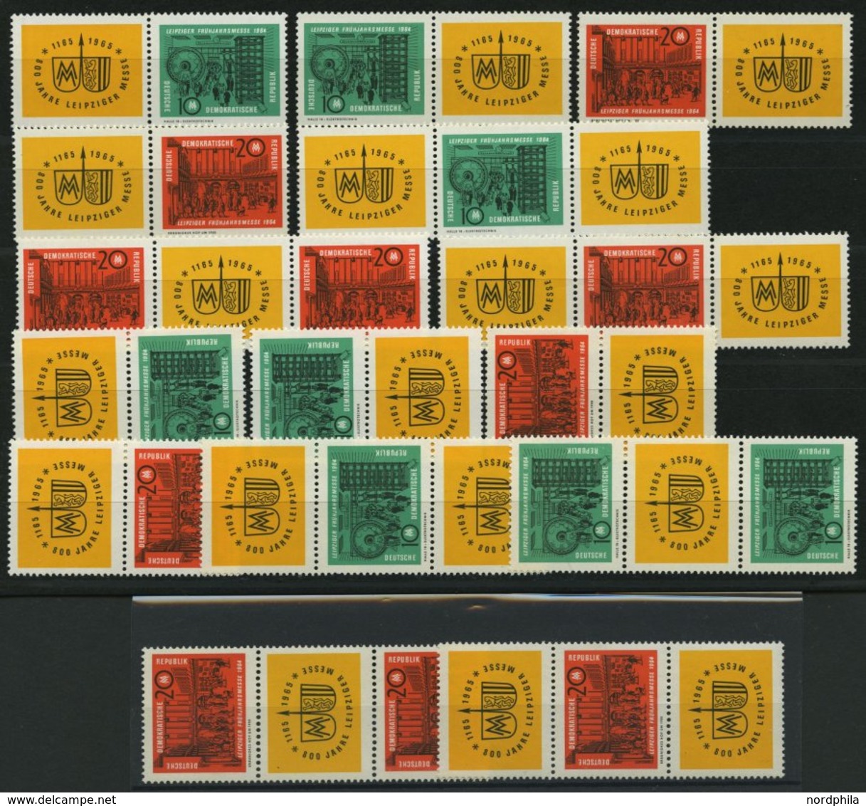 DDR 1012/3 **, 1964, Leipziger Frühlingsmesse (W Zd 118-125 Und S Zd 44-51), Bis Auf W Zd 123 Komplett, 15 Zusammendruck - Autres & Non Classés