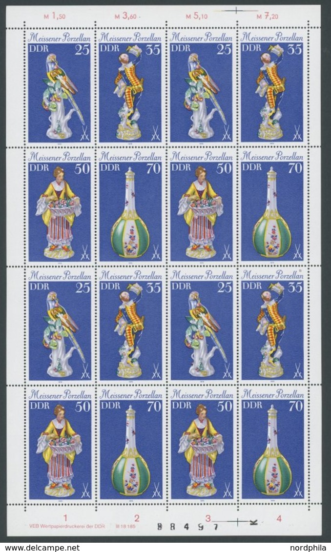 DDR 2464-71I KB **, 1979, Meißner Porzellan, Type I, Im Zusammendruckbogen, Postfrisch, Pracht - Autres & Non Classés