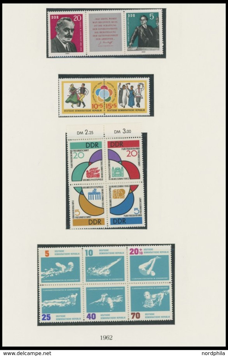 SAMMLUNGEN **, Postfrische Sammlung DDR Von 1953-62 Auf Lindner Falzlosseiten, Ab 1955 In Den Hauptnummern Komplett, Pra - Collections