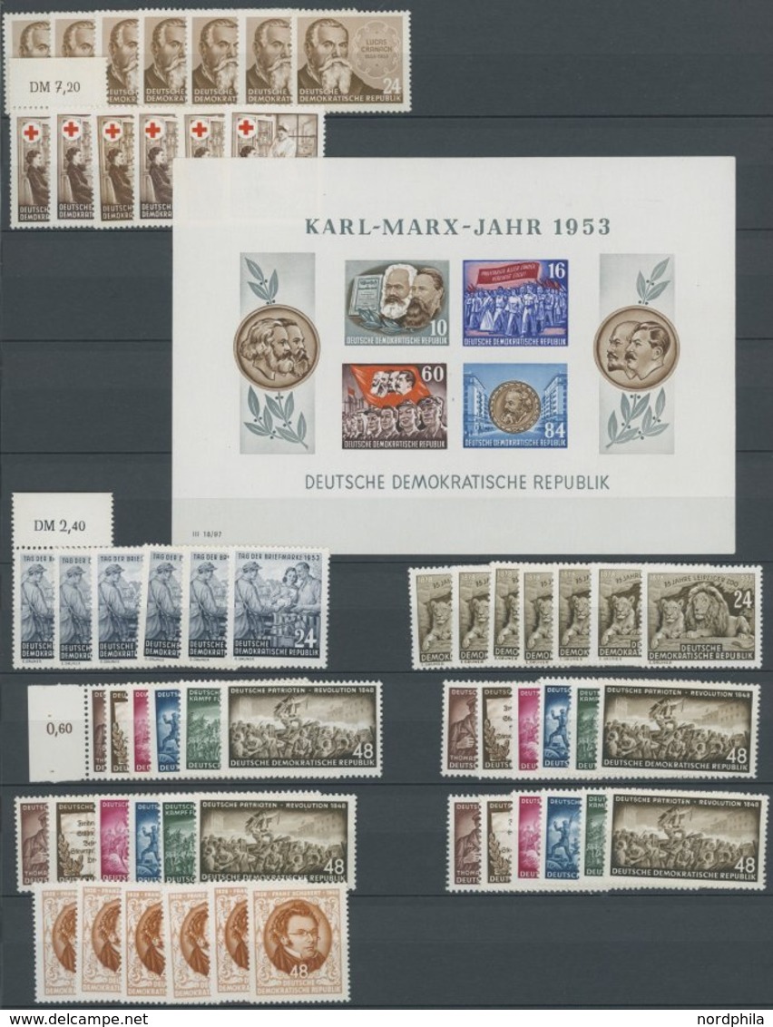 LOTS **, Reichhaltige Dublettenpartie DDR Von 1949 - 1956 Mit Einigen Guten Werten, Sätzen Und Blocks, Erhaltung Feinst/ - Collections